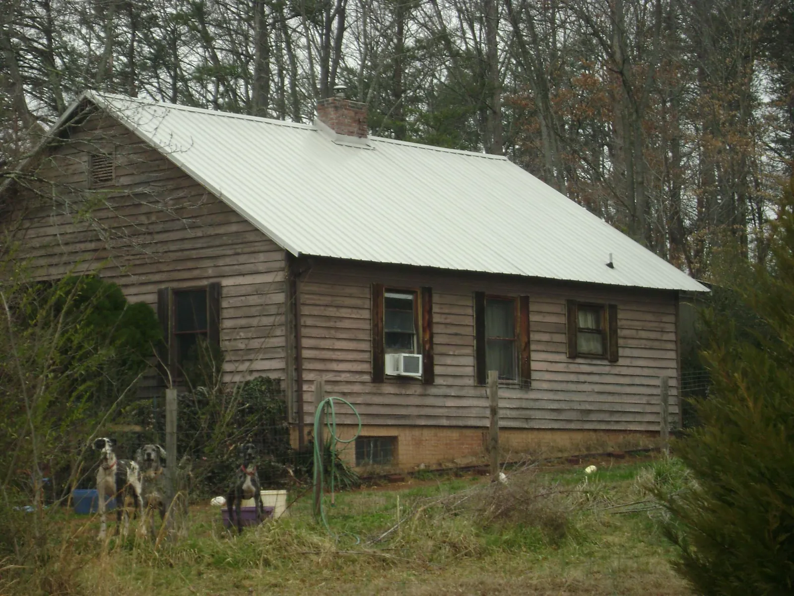White metal roof on an old wood sided farmhouse, from a Metal Roof Installation job in Cape Canaveral